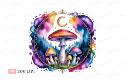 Magical forest mushrooms moon sky fantasy Product Image 1