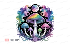 Psychedelic mushrooms celestial moon rainbow Product Image 1