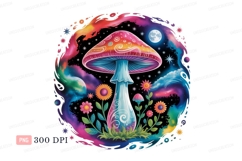 Psychedelic mushroom cosmic garden flowers Product Image 1