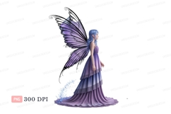 Fairy woman blue hair purple dress image Product Image 1