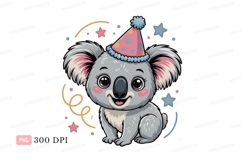 Cute koala wearing party hat animal Product Image 1