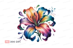 Vibrant rainbow lily flower splashes colorful Product Image 1