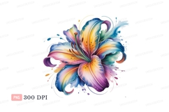 Vibrant multicolored lily flower C L I P A R T petals Product Image 1
