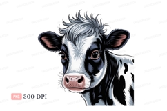 Black white cow portrait pink Product Image 1