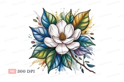 White magnolia bloom colorful leaves flower yellow Product Image 1