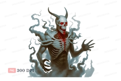 Skeletal Demon Red Eyes Horns Smoke image Product Image 1