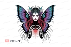 Gothic fairy holding radiant orb CLIPART butterfly Product Image 1