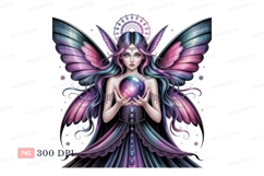 Enchanted fairy holding glowing orb magic crystal Product Image 1