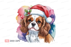 Cavalier King Charles Spaniel wearing Santa hat canine Product Image 1