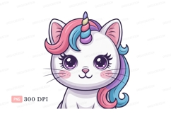 Cute unicorn cat with colorful mane fantasy animal Product Image 1