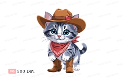 Cute cowboy cat with hat and boots bandana Product Image 1