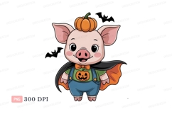 Piggy wearing pumpkin costume and cape halloween Product Image 1