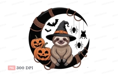 Sloth witch pumpkins bats spiders moon jackolantern Product Image 1