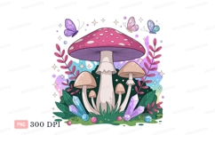 Whimsical mushroom forest with butterflies and crystals Product Image 1