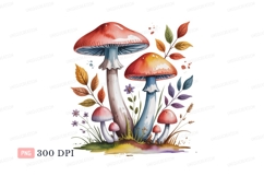 Whimsical colorful mushrooms and butterfly fantasy Product Image 1
