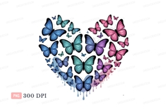 Heart shape formed by colorful butterflies blue pink Product Image 1