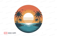 Tropical sunset ocean view palm trees Product Image 1