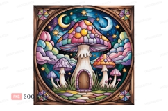 Whimsical mushroom house under starry sky image Product Image 1