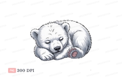 Sleeping white bear cub curled Product Image 1