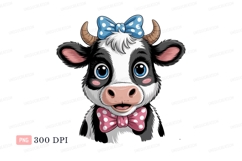 Cute cow with blue and pink bows calf animal Product Image 1