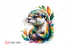 Colorful otter with leaves animal wildlife Product Image 1