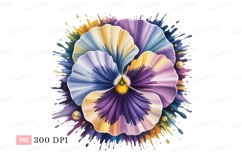 Vibrant Pansy Splash Clipart P N G flower purple Product Image 1
