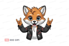 Rocking fox with leather jacket animal mammal Product Image 1