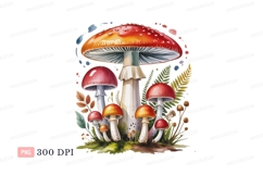 Red white spotted mushrooms forest image Product Image 1