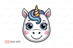 White unicorn face with blue purple mane image Product Image 1