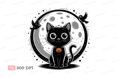 Black cat pumpkin moon C L I P A R T night Product Image 1