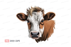 Brown white cow portrait bovine animal Product Image 1