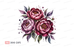 Crimson and rose peony bouquet C L I P A R T flowers Product Image 1