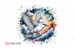 White bird flying through colorful clouds image Product Image 1