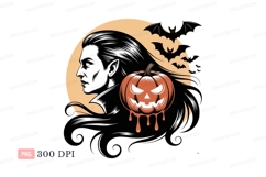 Vampire silhouette pumpkin bats moon image Product Image 1