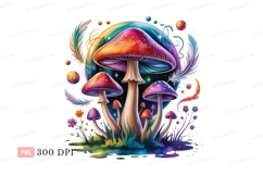 Psychedelic mushrooms rainbow feathers fantasy Product Image 1