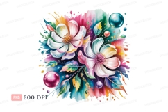 Colorful floral watercolor splashes flowers abstract Product Image 1
