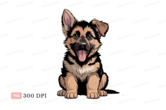 Happy german shepherd puppy cartoon canine Product Image 1
