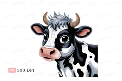 Black white cow with pink nose horns Product Image 1