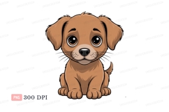 Adorable brown puppy with big eyes cute cartoon Product Image 1