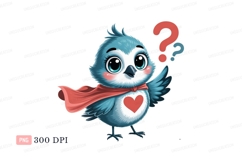 Blue bird with red scarf and heart image Product Image 1