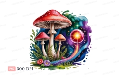 Red mushrooms magical glow white green Product Image 1