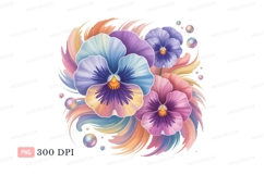 Pastel pansies floral design C L I P A R T flowers Product Image 1
