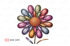 Metallic flower with colorful petals and pearl accents Product Image 1