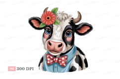 Adorable cow wearing flower and bow tie animal Product Image 1