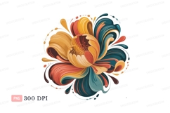 Abstract floral explosion vibrant colors CLIPART Product Image 1