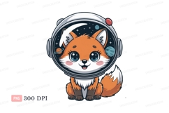 Cute fox astronaut in space helmet stars Product Image 1