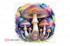 Psychedelic mushroom cluster colorful art fantasy nature Product Image 1