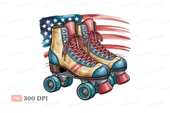 Retro roller skates with american flag wheels laces Product Image 1
