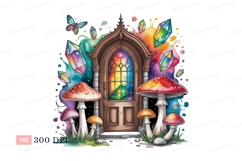 Mystical Mushroom Doorway With Crystals CLIPART mushrooms Product Image 1