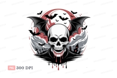 Skull bat wings bleeding graveyard image Product Image 1